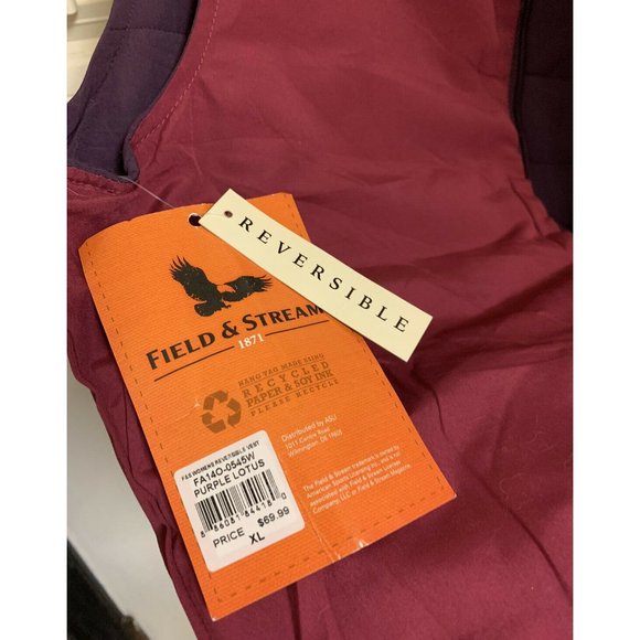 Field And Stream Womens Reversible Puffer Vest Size XL NEW Purple Lotus & Maroon - Picture 4 of 4